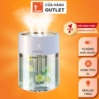 Máy phun sương mini tạo ẩm CWELL, tích hợp đèn LED đèn ngủ nhiều màu, 3 chế độ phun sương mịn,  dung tích cực lớn 2L