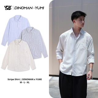 Sơ Mi Kẻ Sọc Dài Tay Dinoman & Yumi Striped Shirt Chất Liệu Mềm Mại Form Over Size Basic - SM09