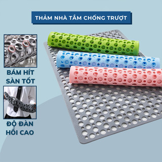 Thảm Nhà Tắm Chống Trơn Trượt, Bám Hít Tốt Chất Liệu Nhựa PVC(43cm* 75cm) Thảm trải sàn khắc lỗ, mờ