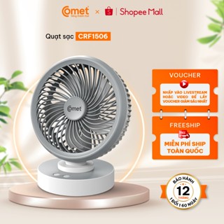 [LIVE] Quạt Sạc Tích Điện Để Bàn Đa Năng COMET CRF1506 7W 4 Cấp Độ Gió, Xoay 90 Độ, Để Bàn Văn Phòng
