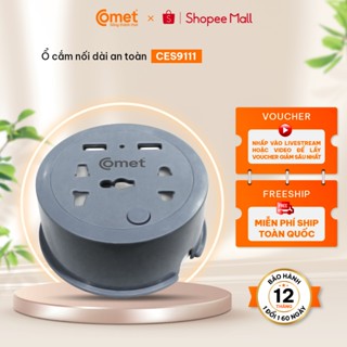[LIVE - HT HCM/HN] Ổ Cắm Điện Du Lịch COMET CES9111 Dây Quay Tròn Dài 1M, 2 Ổ USB, Ổ 3 Chấu + 2 Chấu