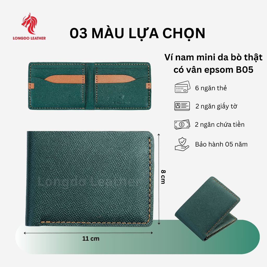 Ví da nam giá rẻ thương hiệu Longdo Leather B05 - Bảo hành 5 năm