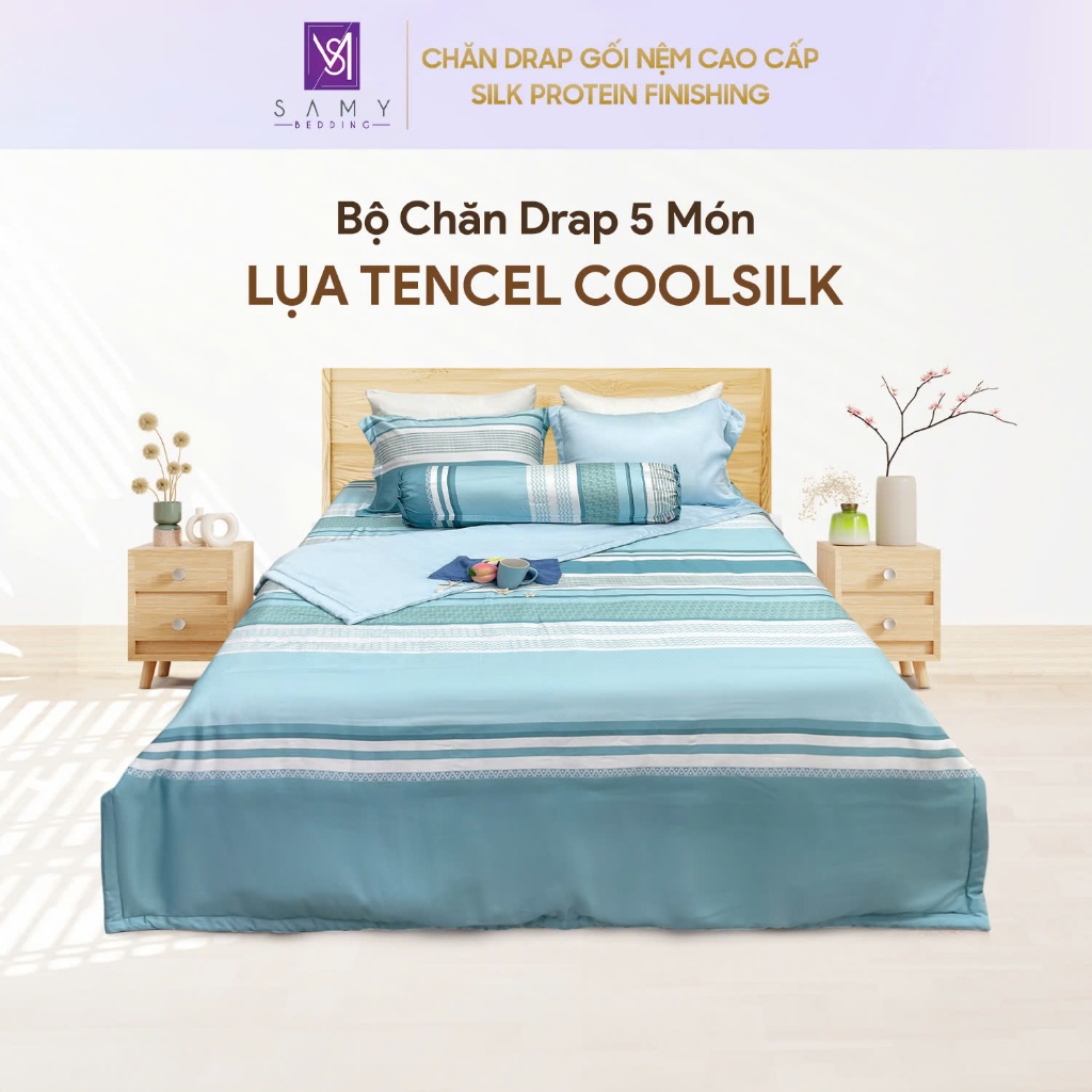 Bộ Chăn Ga Gối Lụa Tencel Coolsilk SAMY BEDDING Mát Mịn Nhiều Kiểu Dáng