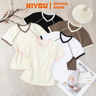 Áo thun BaBytee 02 nữ cổ chữ V phong cách đơn giản basic mùa hè Top Cotton Women Nhung