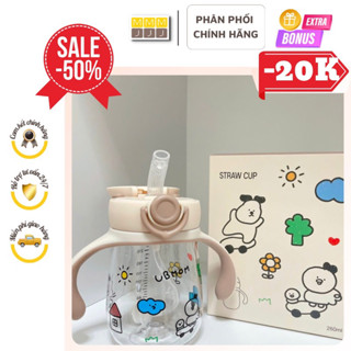 Bình tập hút cho bé, bình hút ub chống sặc, có nắp bật và tay cầm cho bé từ 6 tháng-minjeebaby