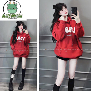 Áo nỉ mũ màu đỏ 1987 Siêu Hot hàng lót nhung dày mịn , áo nỉ hoodie quảng châu dáng rộng nam nữ
