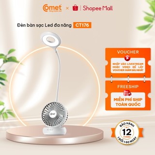 Đèn bàn sạc led comet ct176 4w - kiêm quạt sạc 4w - tổng công suất 8w