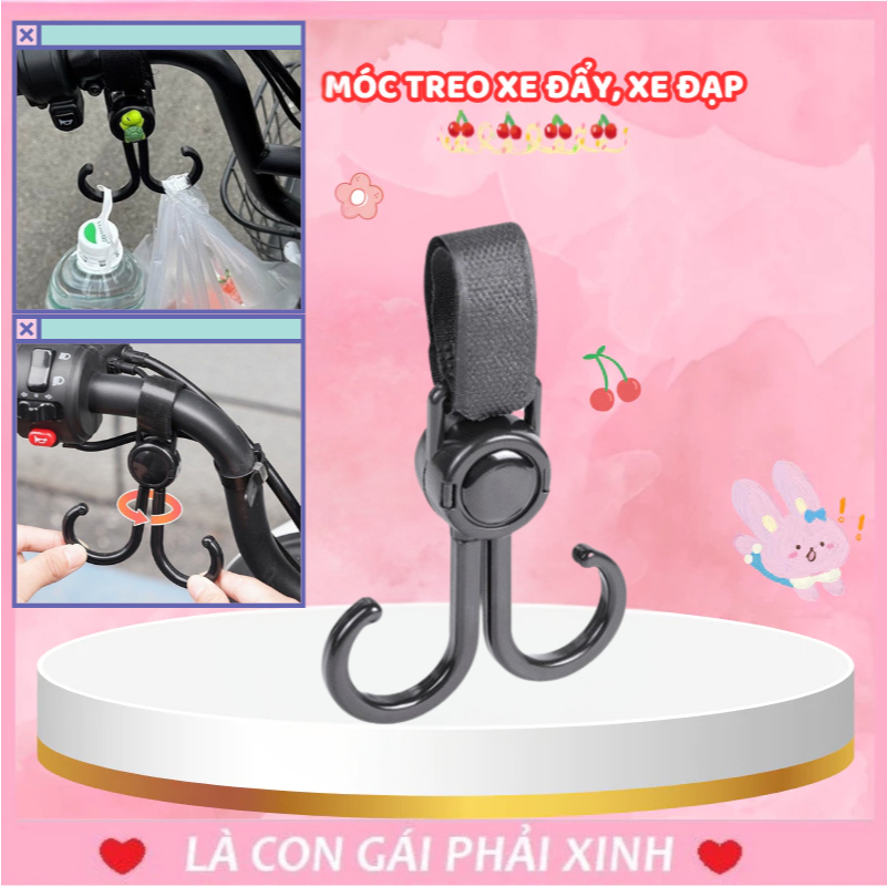 COMBO 8 Móc Treo Đồ Gắn Xe Đẩy, Xe Đạp Tiện Dụng Chịu Lực Tốt Chất Liệu Nhựa Móc Đôi Treo Đồ Đa Năng
