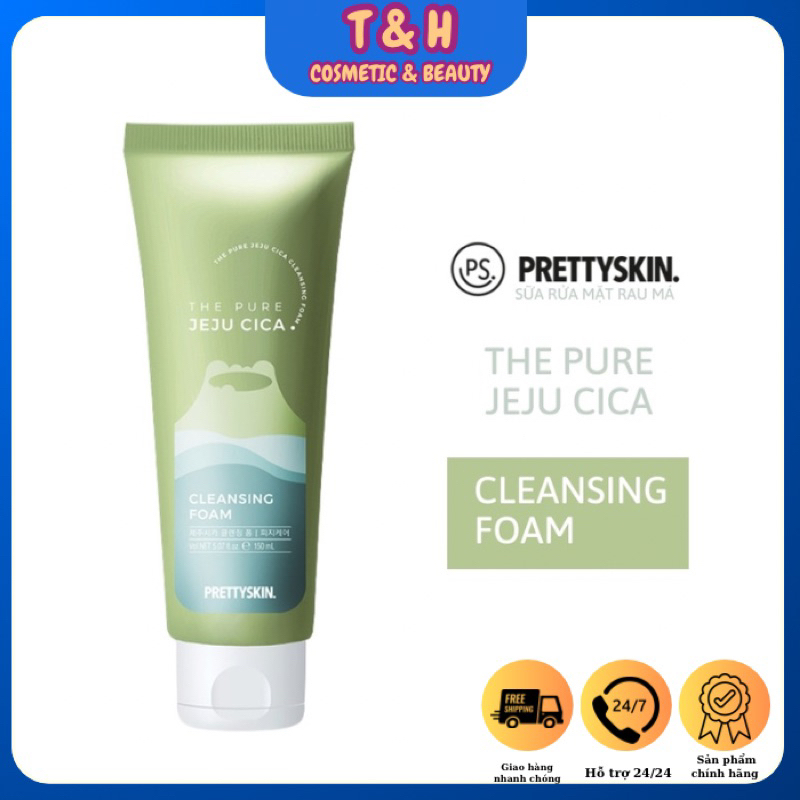 Sữa Rửa Mặt Rau Má Jeju Pretty Skin The Pure Jeju Cica Cleansing Foam 150ml