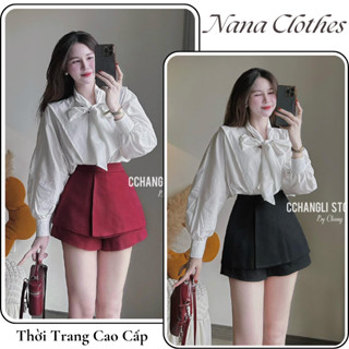 Set sơ mi mix quần giả váy lưng cao thanh lịch Nana, set quần áo nữ phong cách hàn quốc thời trang công sở HCOM25339