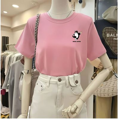 Áo phông nữ dáng rộng NA03 màu hồng chất liệu thun cotton 4 chiều Loza G0273