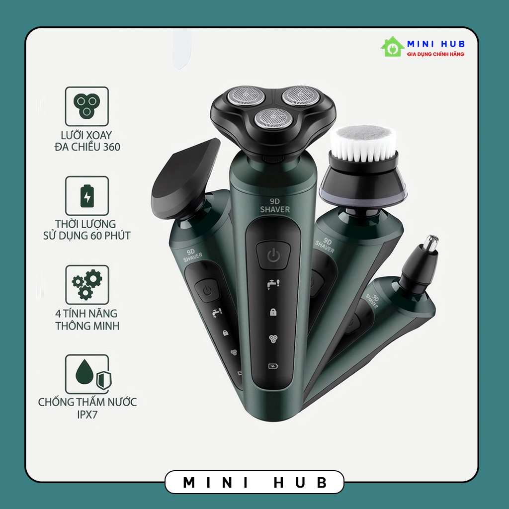 Máy cạo râu 9D SHAVER 4 in 1 cao cấp tặng kèm 6 phụ kiện