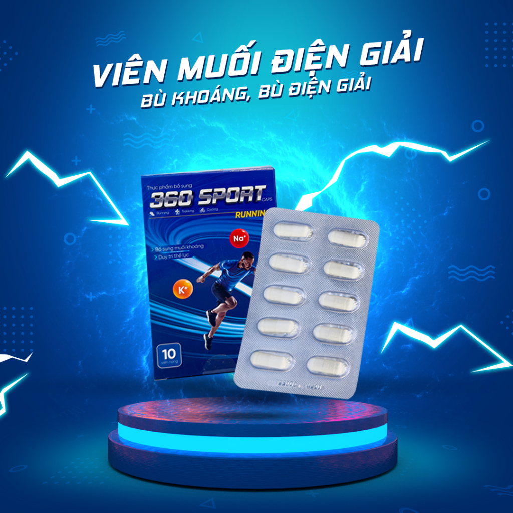 360 SPORT - Vỉ 10 viên muối Running Giúp Bổ sung muối khoáng, Duy trì thể lực
