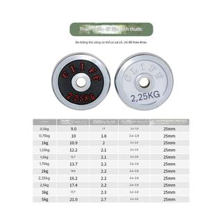 Cặp bánh tạ Cliff 5kg 3kg 2kg 1kg mạ trắng inox nhập khẩu
