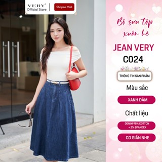 Chân Váy jean nữ dáng xòe VERY+ C024 cạp liền BIGSIZE , lưng cao tôn dáng,thời trang công sở
