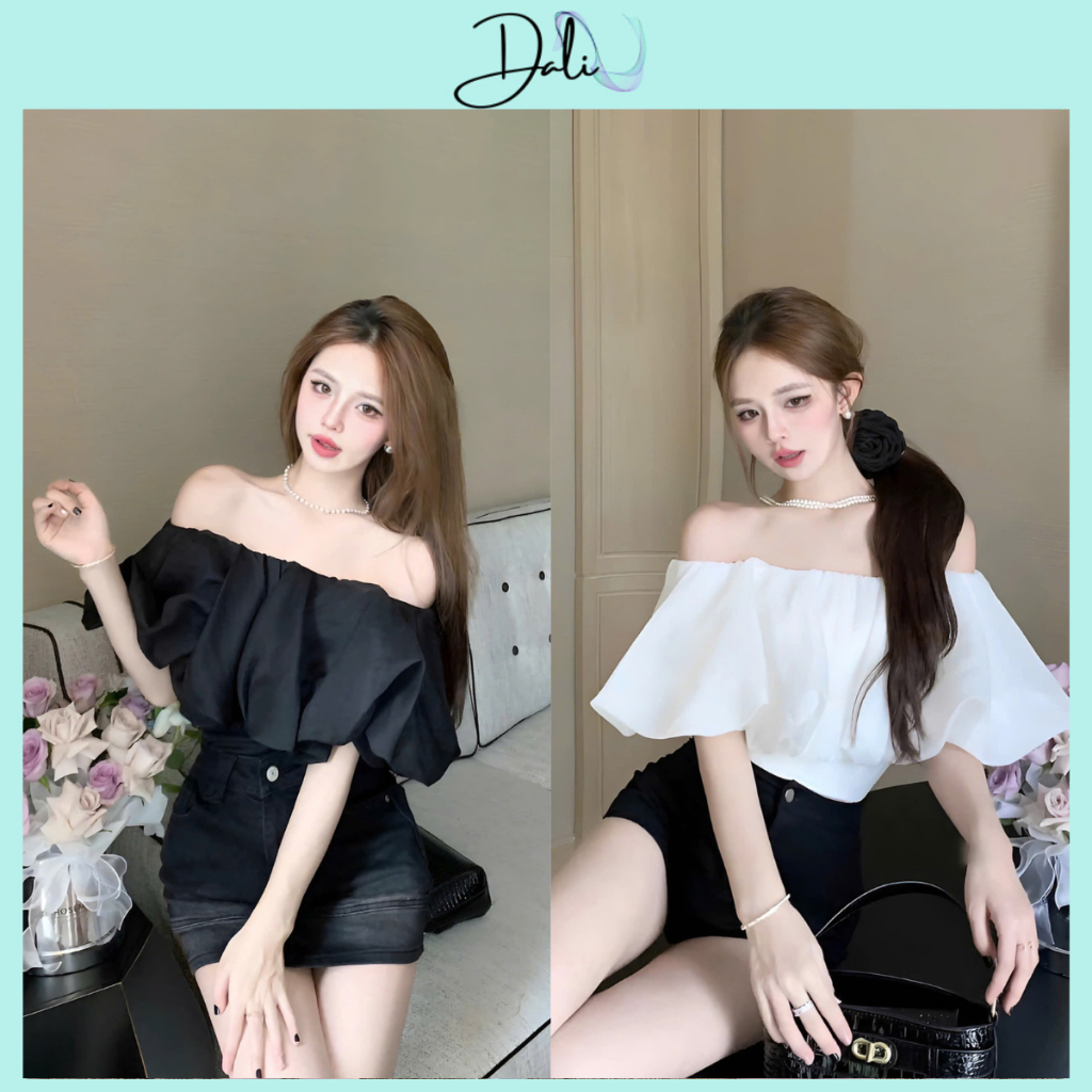 Áo Trễ Vai Tay Bồng Dáng Ngắn Bánh Bèo Chất Liệu Tơ Xốp | BigBuy360 - bigbuy360.vn