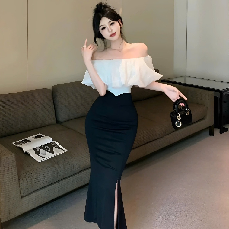 Áo Trễ Vai Tay Bồng Dáng Ngắn Bánh Bèo Chất Liệu Tơ Xốp | BigBuy360 - bigbuy360.vn