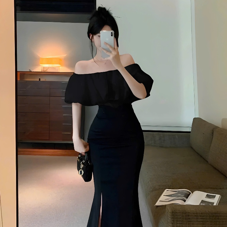 Áo Trễ Vai Tay Bồng Dáng Ngắn Bánh Bèo Chất Liệu Tơ Xốp | BigBuy360 - bigbuy360.vn