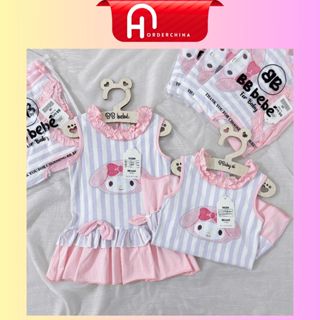 Váy đuôi cá hoạ tiết cinnamoroll hồng kẻ dễ thương cho bé gái - HNOrderChina