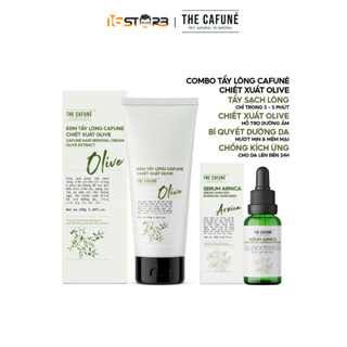 Combo Kem Tẩy Lông Olive và Serum Ức Chế Mọc Lông Arnica Cafuné triệt lông cho vùng kín, bikini, chân, tay, nách 100ml