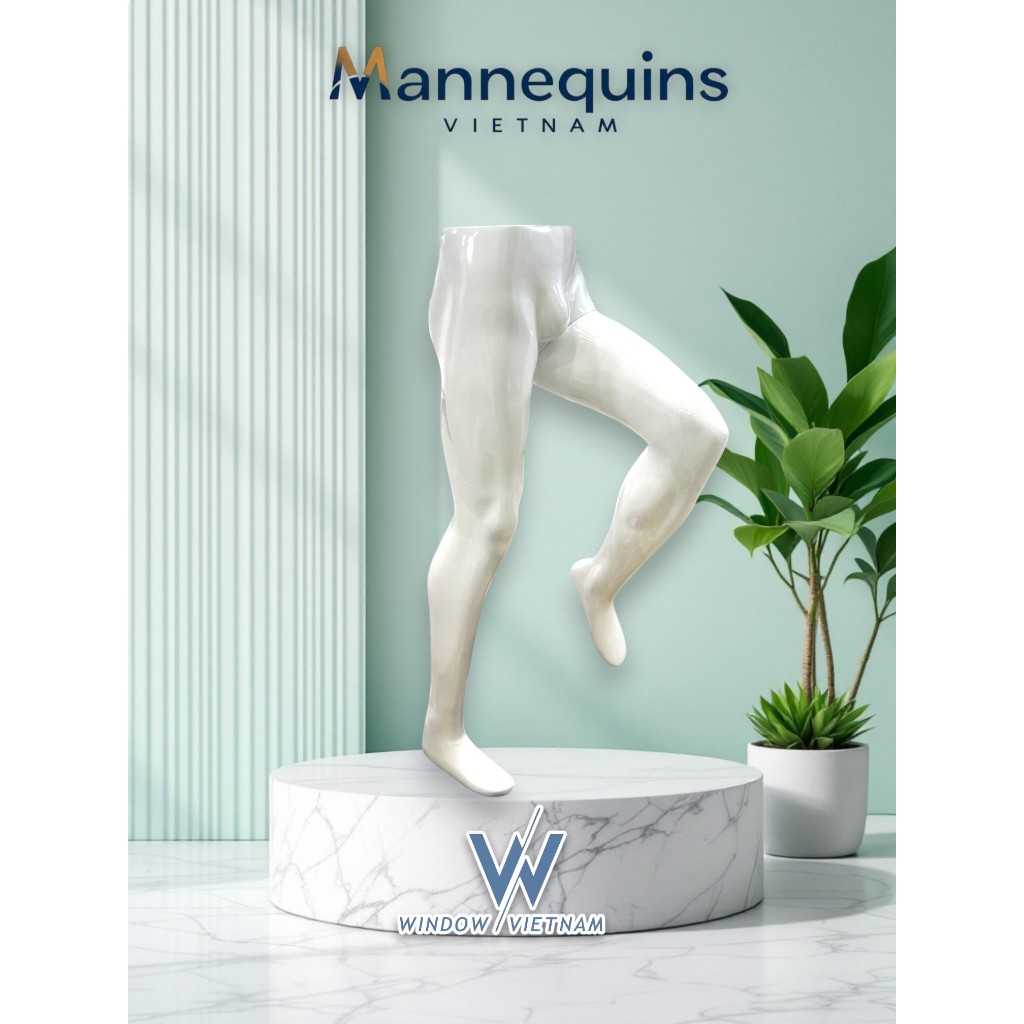 Manocanh Nam, bán thân, chân mông, chất liệu nhựa composit, màu trắng, mã MH102