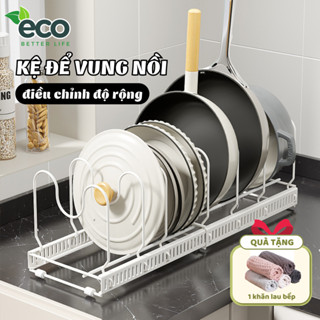 Kệ Để Nồi, Giá Úp Nồi Chảo Đa Năng ECO Có Thể Điều Chỉnh Độ Dài, Kệ Đựng Xoong Nồi Nhà Bếp