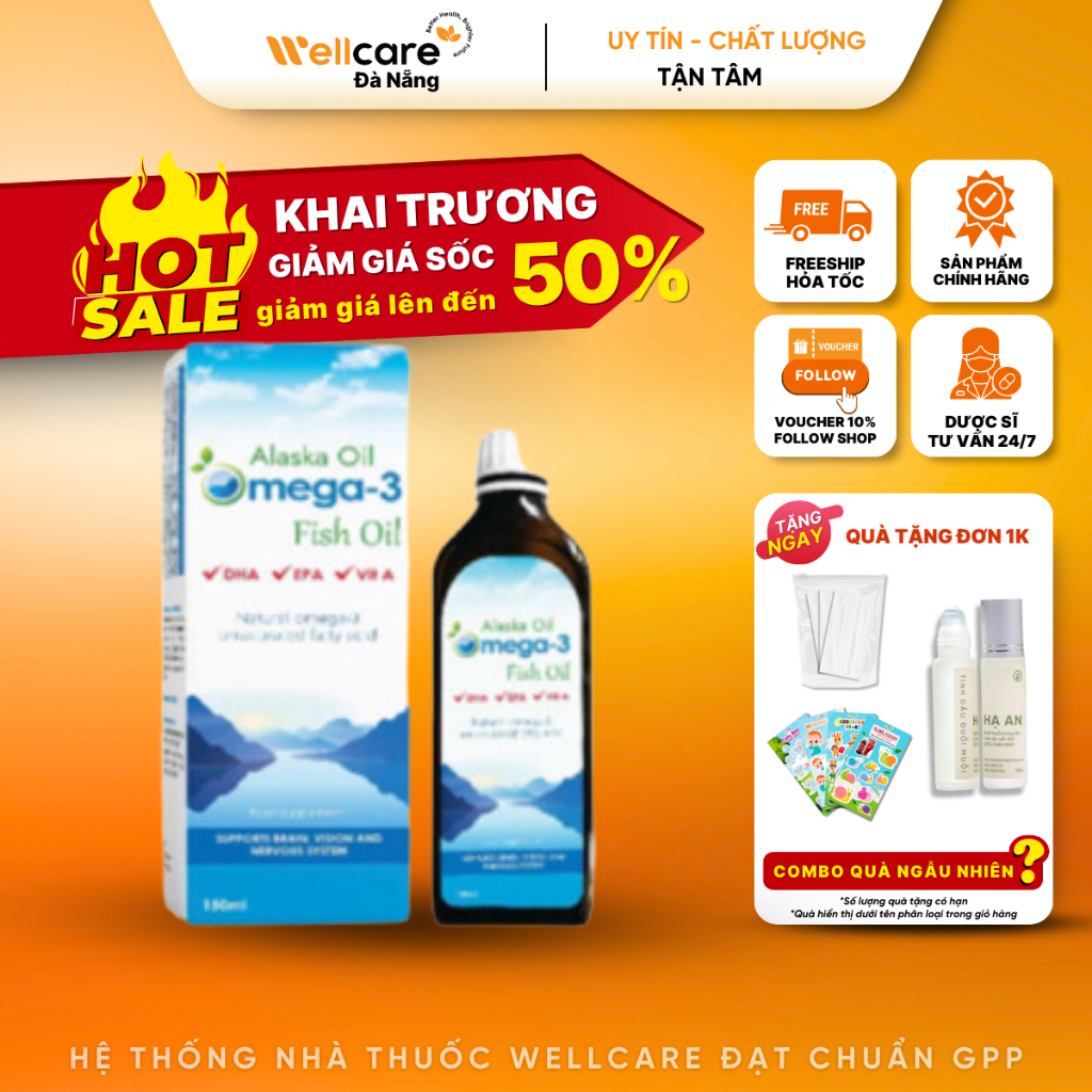 [✅CHÍNH HÃNG] Alaska Oil Omega 3 Fish Oil - bổ sung DHA, EPA Phát triển trí não, thị giác cho trẻ Hộ