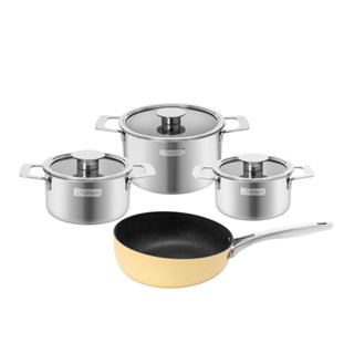 [ VHL - ELMICH ] Bộ nồi Inox liền khối Elmich Hera EL-8138IN size  nồi 16, 18, 22 chảo chống dính full induction 26cm