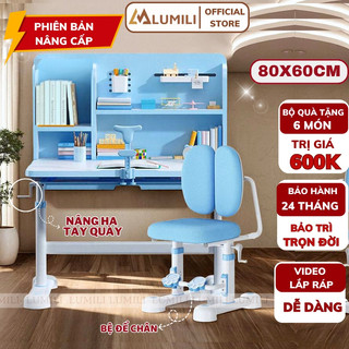  bàn học chống gù Lumili A22 bàn học ngồi học cho bé có tay quay bàn học sinh trẻ em thông minh 