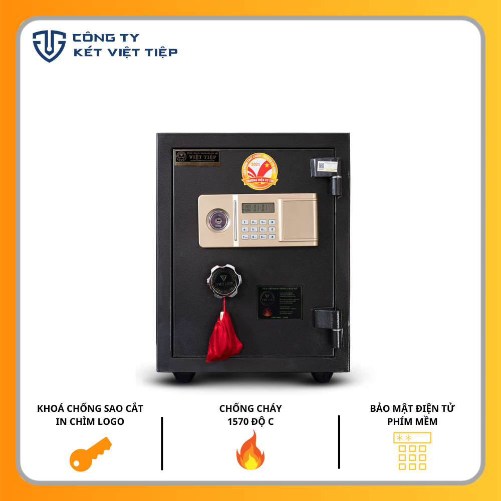 Két sắt Việt Tiệp QD510 ĐT Màu Full Đen 50kg +- Khóa điện tử (SP Của Công Ty TNHH SX Két Việt Tiệp)