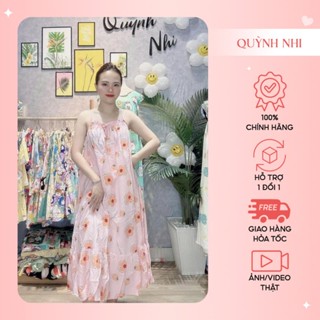 Đầm lanh mặc ở nhà Quỳnh Nhi, Thiết kế hiện đại tinh tế, Chất vải mềm mịn thoáng mát - VAY16