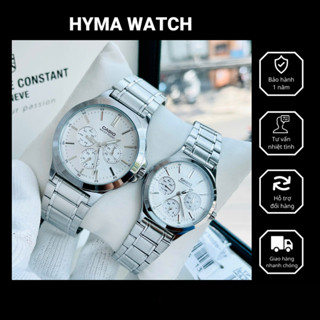 Đồng hồ nam nữ- Đồng hồ đôi dây thép Casio V300D-7A Mặt trắng chống nước Bảo hành 1 năm Hyma watch