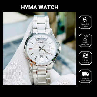  Đồng hồ nam dây thép Casio MTP 1381D-7A mặt trắng chống nước 5ATM size 39mm Bảo hành 1 năm Hyma watch 
