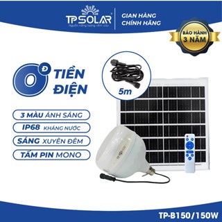 Đèn Búp Năng Lượng Mặt Trời TP SOLAR Đèn Bóng Tròn 3 Màu Ánh Sáng 150W Chống Nước IP68, Bảo Hành 3 Năm
