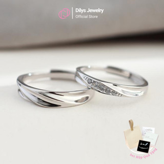  Nhẫn Bạc Đôi Titan Đính Đá Không Gỉ Có Thể Điều Chỉnh Size Tặng Người Yêu Dilys Jewelry - NH01 