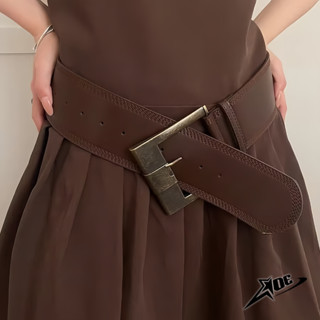   Có sẵn  AOE STUDIO - Thắt lưng nữ Y2K bản to chất da PU cao cấp màu nâu phong cách retro Maillard cổ điển 