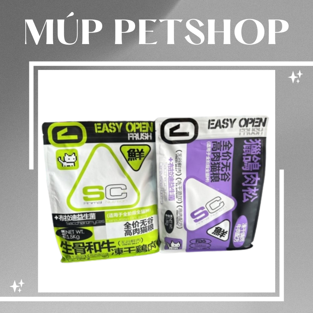 Hạt SC Animal Nutrition Túi 1,5kg - Topping Thịt Sấy & Ruốc Gà