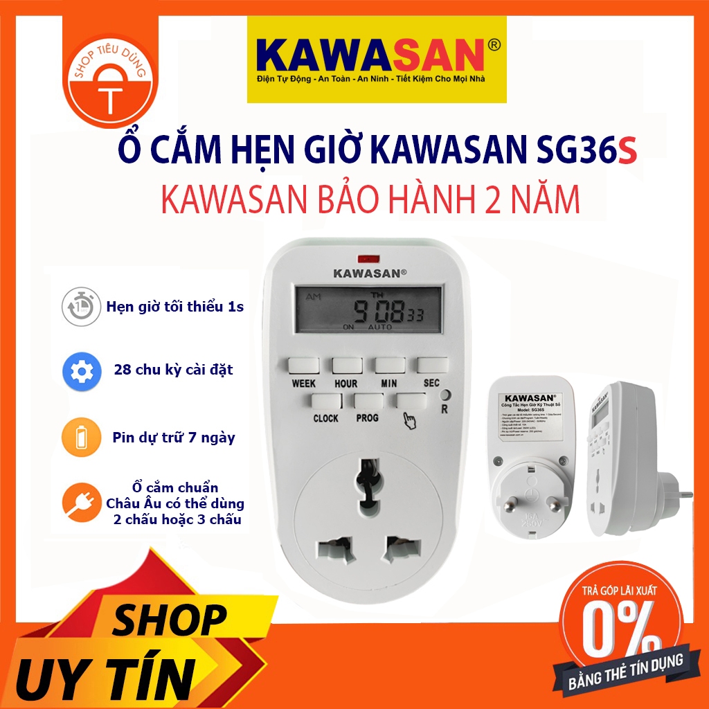 [XẢ KHO] Ổ CẮM HẸN GIỜ KAWASAN SG36S -  KAWASAN BẢO HÀNH 2 NĂM