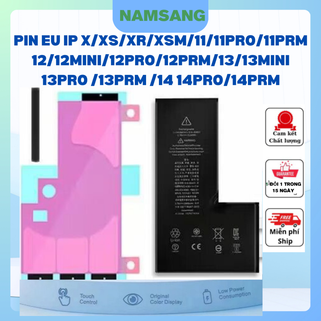 Pin EU Cho iP X/XS/XR/XSMax/11/11Pro/11ProMax/12Pro/12ProMax/13Pro/13ProMax/14Pro/14ProMax/15/15Pro/15ProMax