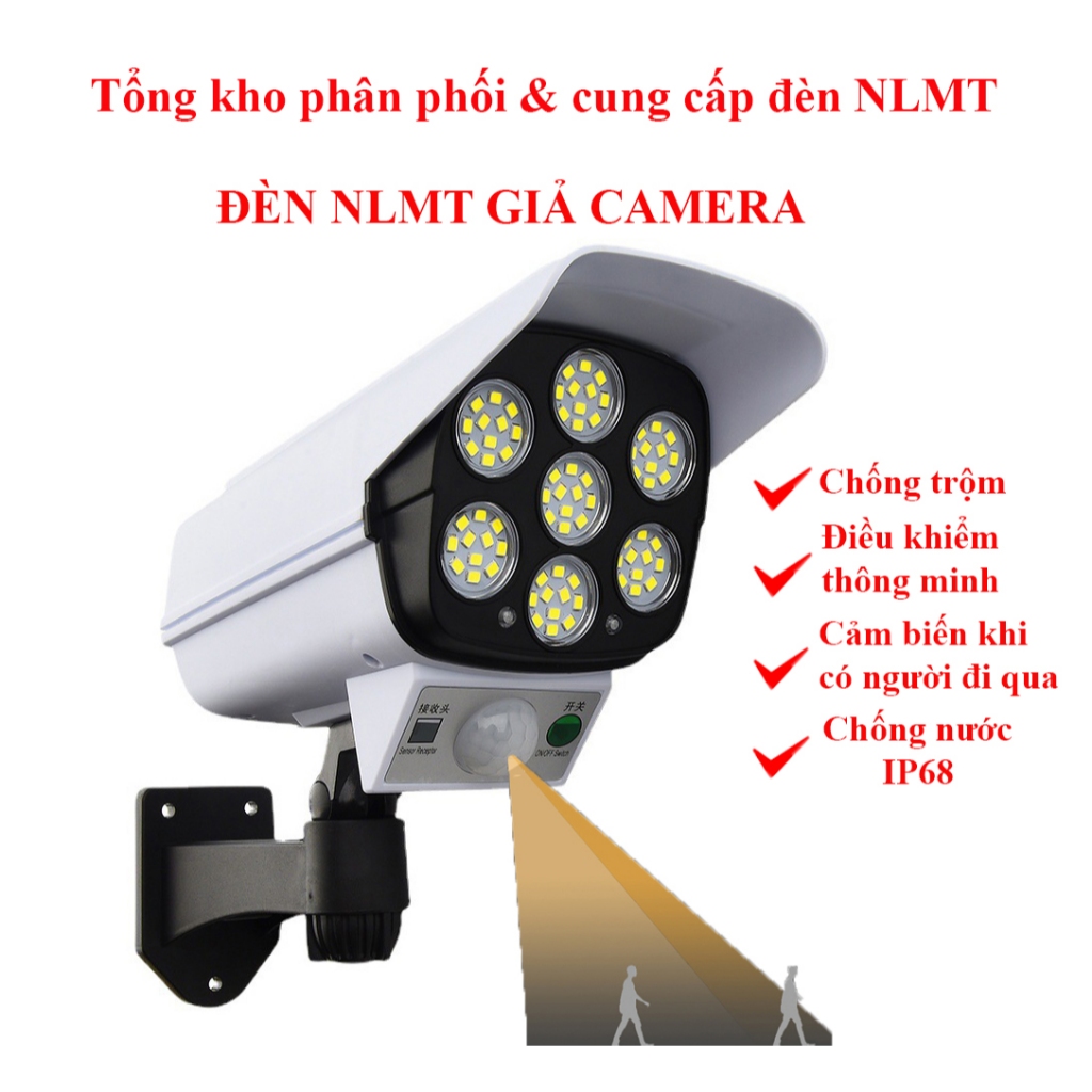 Đèn năng lượng mặt trời giả camera, chống trộm, chống nước IP68