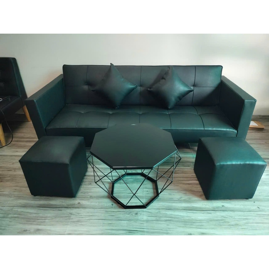 BỘ SOFA BED - ghế tựa BED ( sofa giường da), sofa phòng tiếp khách màu đen siêu bền - bh 12 tháng