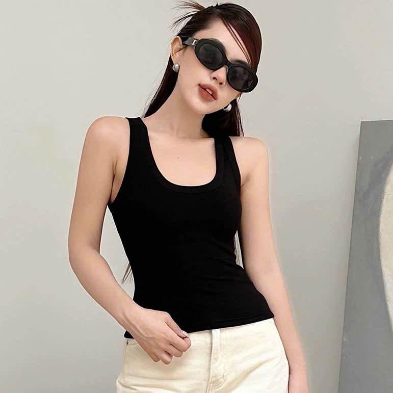 Áo Ba Lỗ Trơn Viền Bản To, Áo Thun Nữ Ôm Body Chất Tăm Lạnh T10 | BigBuy360 - bigbuy360.vn