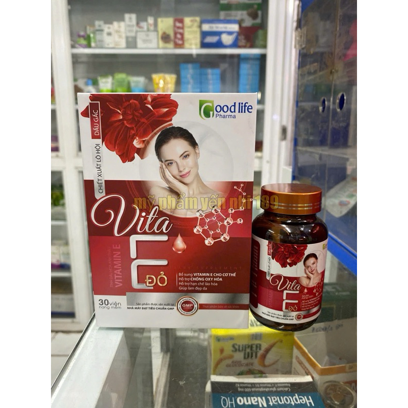 Vitamin E Đỏ 400UI Chiết Xuất Lô Hội, Dầu Gấc ,Chống Oxy Hoá ,Đẹp Da ,lọ30 viên