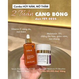 Serum Maxclinic 100ml + Kem Dưỡng Melatoin 5% Cham Soc Da Women Cấp ẩm