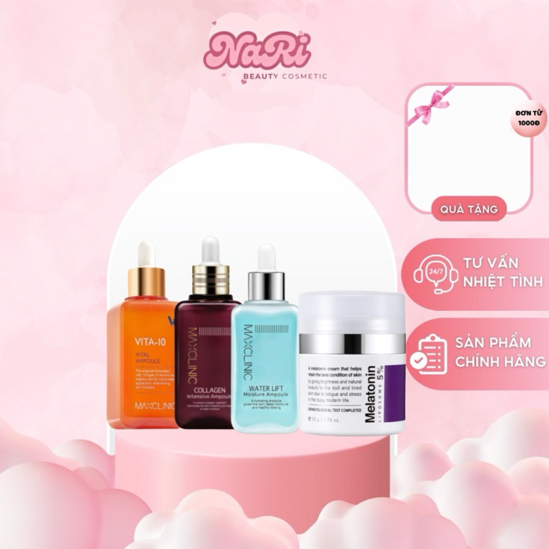 Serum Maxclinic 100ml + Kem Dưỡng Melatoin 5% Cham Soc Da Women Cấp ẩm
