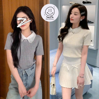  Áo Len Gân Xoắn Thừng Len Montoghi Cổ Voan Tay Ngắn Kiểu Dáng Tiểu Thư Nữ Tính Xinh Xắn Len Qc 2025| Smide Clothing 