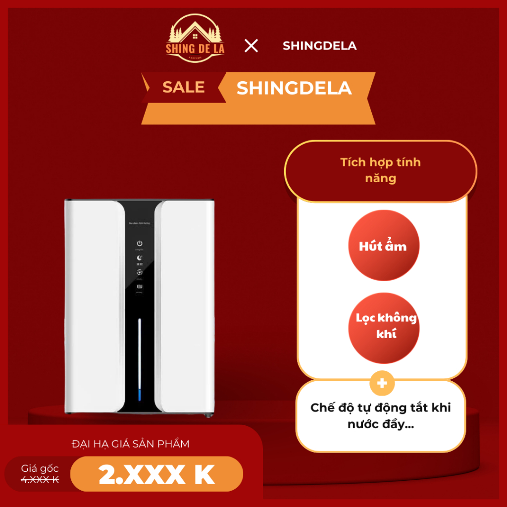XẢ kHO Máy Hút ẩm, Lọc Không Khí SHING DE LA - Giúp Nhà Luôn Khô Giáo - Xử Lý Không Khí Ẩm Bụi MẪU MỚI