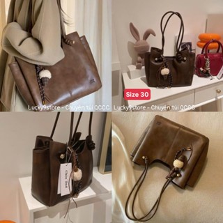 Túi nữ Túi Chio tote size 30 tặng charm kem bông màu nâu vintage quai dài đeo vai siêu xinh 005#