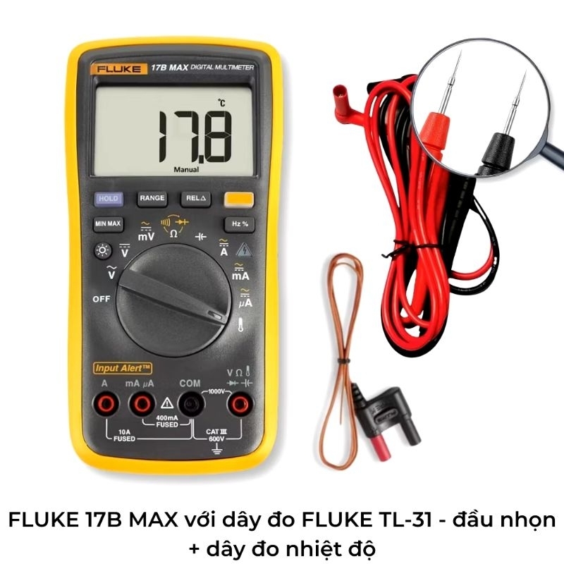Đồng hồ đo điện vạn năng điện tử FLUKE 17B MAX Dây đo TL-31 (dây nhọn)
