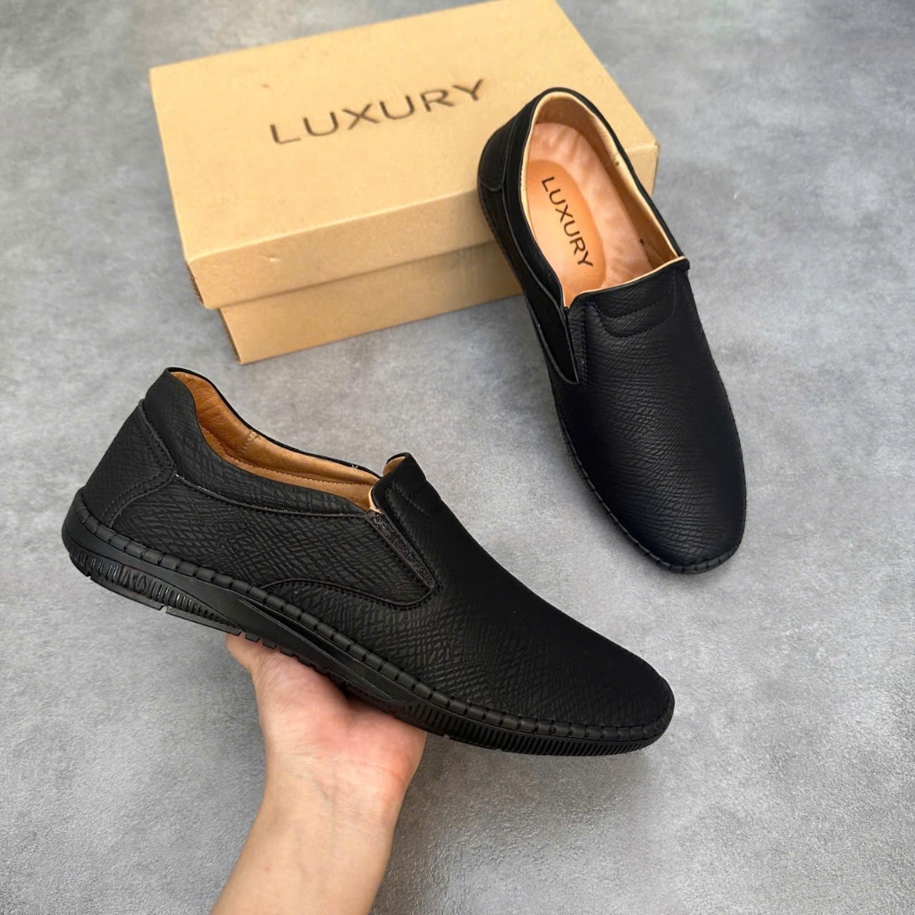 [ Giày Lười Nam - Khâu Dấu Chỉ ] Giày Da Nam Cao Cấp Da Chống Nhăn Chầy Xước. Đế Cao Su Siều Mềm Dẻ
